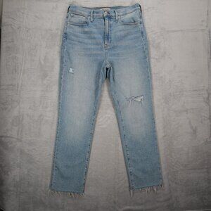 NEW Madewell The Perfect Vintage Jeans Womens 29 Light Wash High Rise Raw Hem